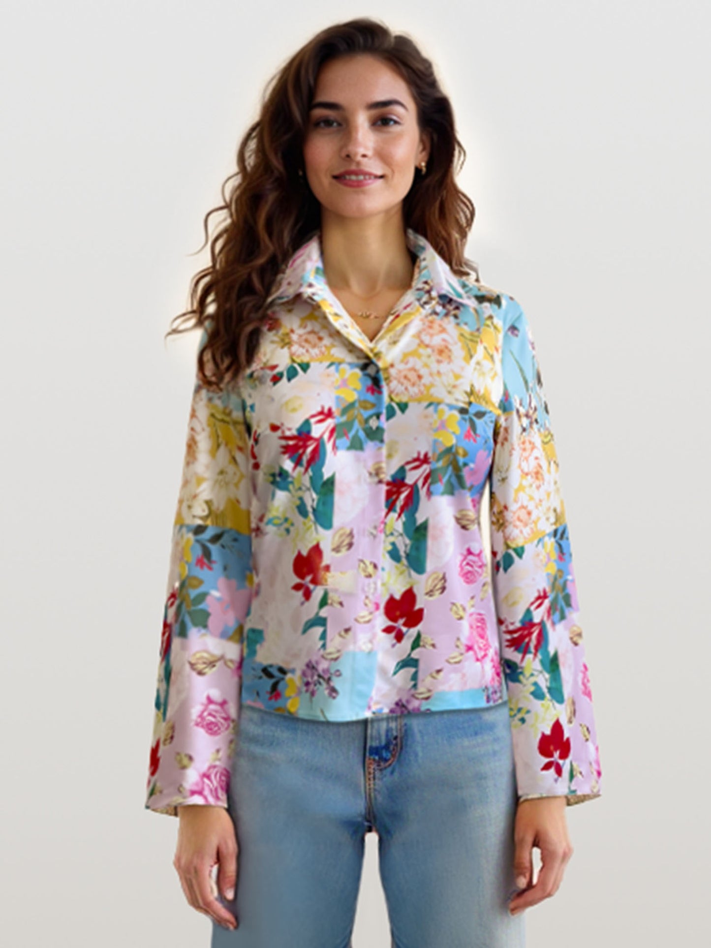 Floral Long Sleeve Print Button Down Shirt