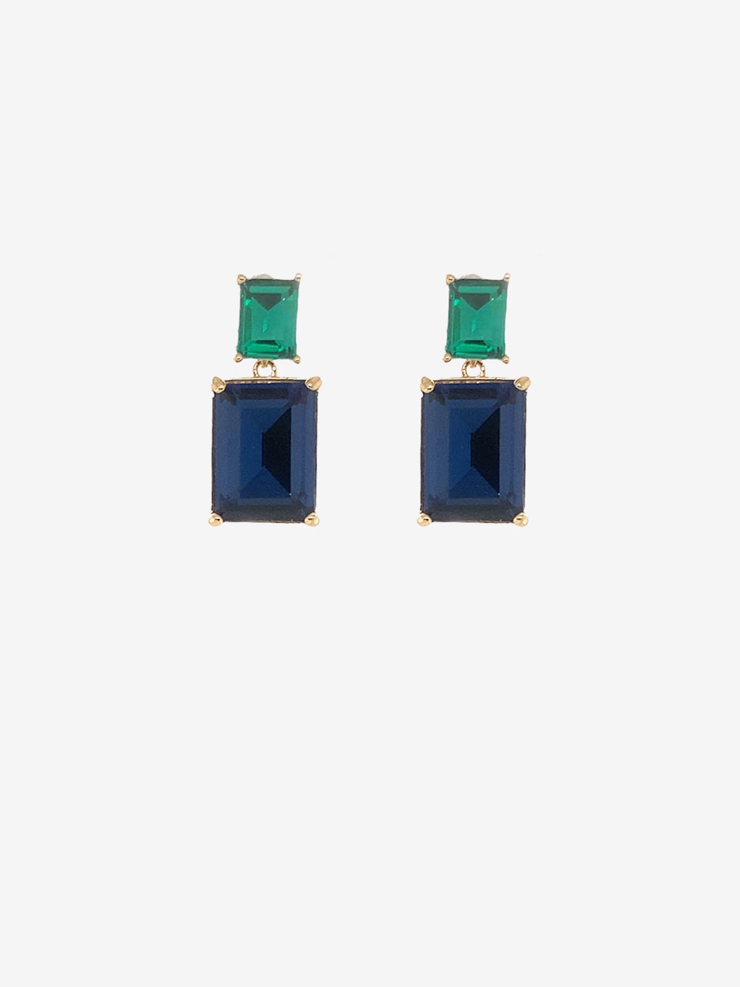 Square Glass Double Drop Earrings