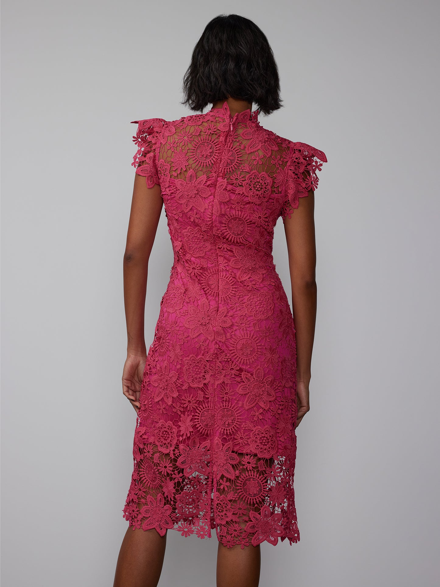 Flutter Cap Sleeve 3D Lace Sheath Dress