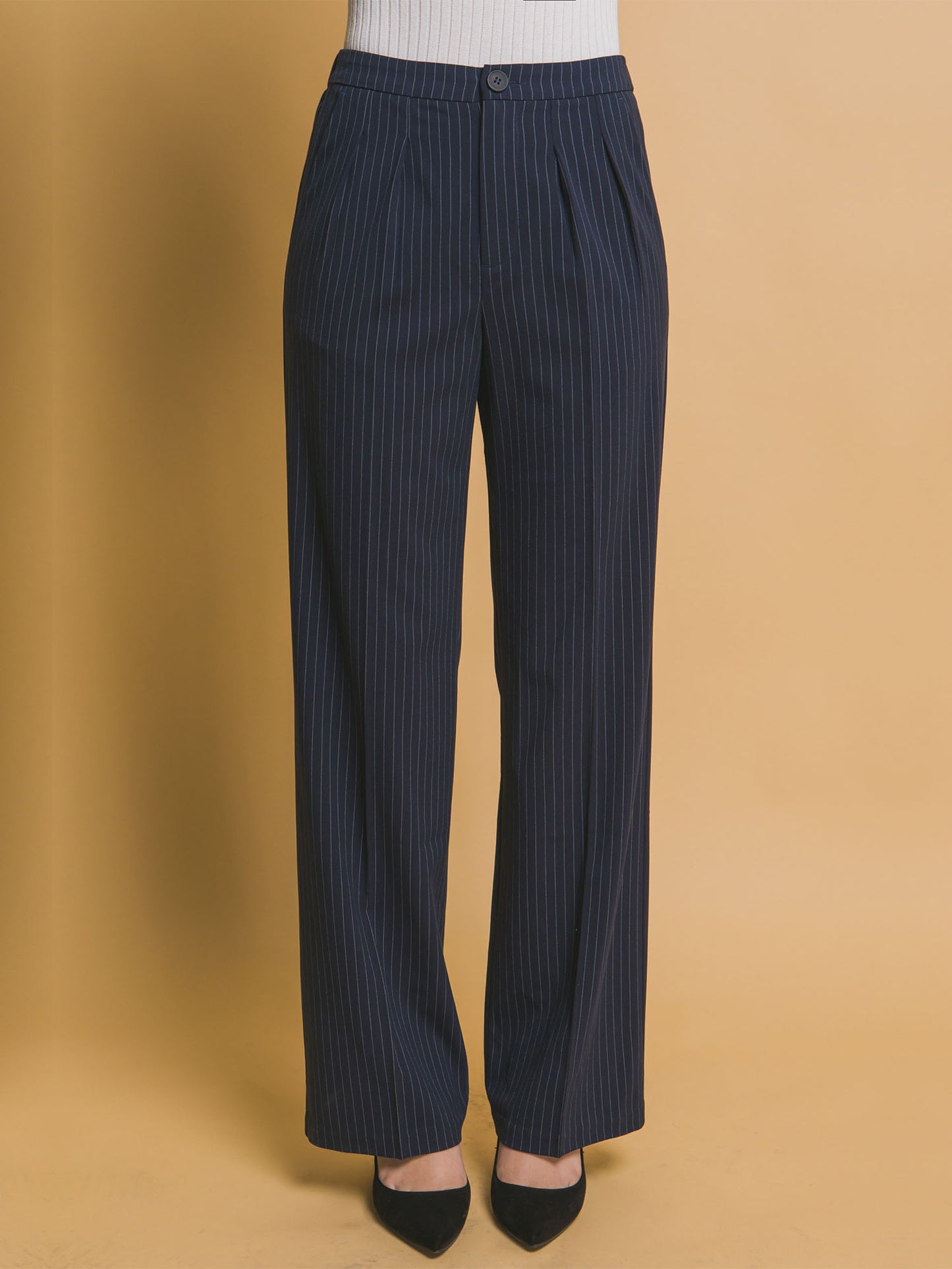 Sleek Style Straight Leg Pin Stripe Pant