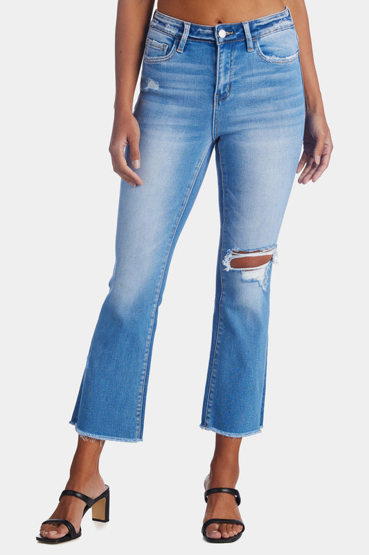 High Rise Crop Flare Jeans